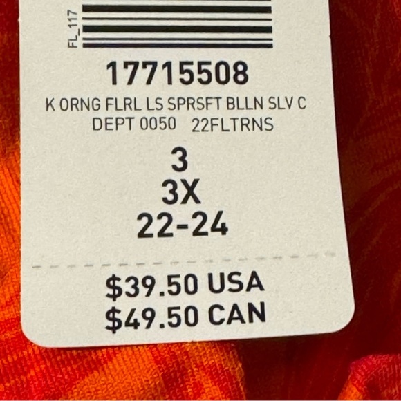 Torrid Women’s Top 3X Orange Print Off Shoulder Cropped - Picture 10 of 14